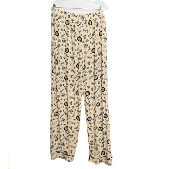Disney Size L Dia De Los Muertos Skull & Guitar Print Soft Lounge Pajama Pants - Picture 5 of 8